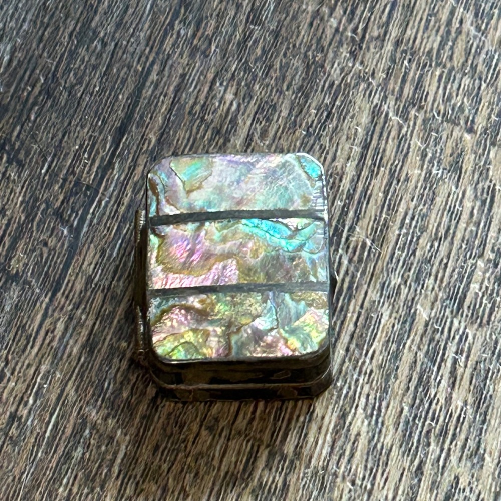 Vintage ELM Mexican Sterling Silver & Abalone Pill/Snuff/Trinket Box